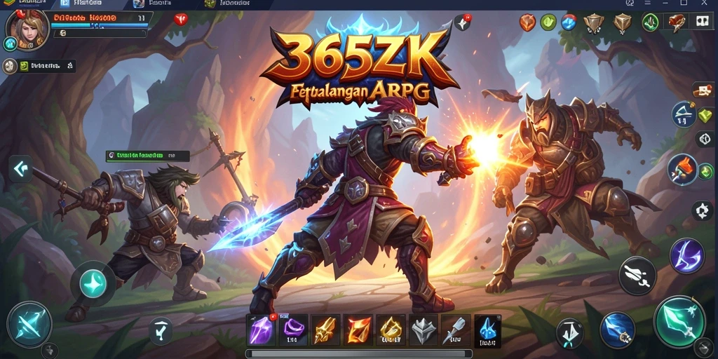 Tangkapan layar gameplay ARPG yang menampilkan pertempuran epik.