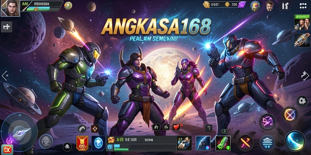 Screenshot gameplay <strong>ANGKASA168</strong> menampilkan pertarungan seru antara karakter.