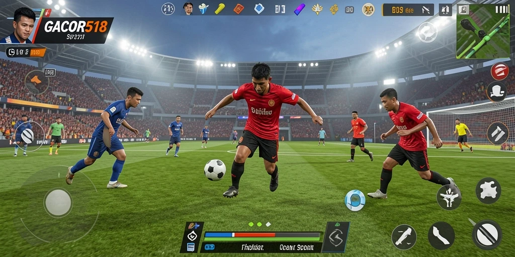 Tampilan gameplay GACOR518 dalam pertandingan olahraga yang seru dan interaktif.
