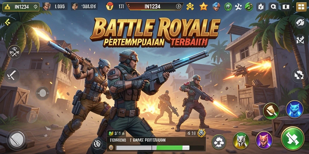 Screenshot IN1234 menampilkan aksi mendebarkan dalam gameplay Battle Royale.