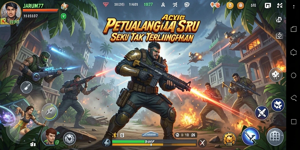 Gameplay seru JARUM77 dengan aksi mendebarkan.