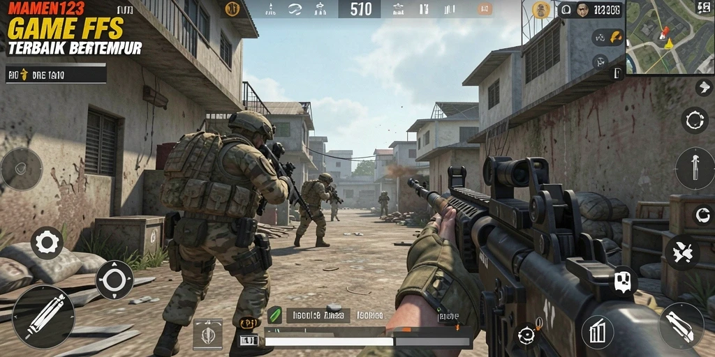 Screenshot menampilkan aksi intens dalam game MAMEN123 FPS.