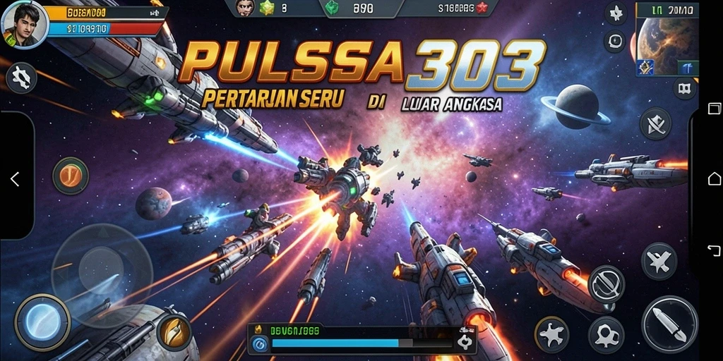 Tangkapan layar PULSA303 menampilkan pertarungan seru di arena futuristik.