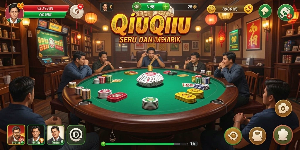 Tampilan menarik dari gameplay QiuQiu V98 dengan pemain lain.
